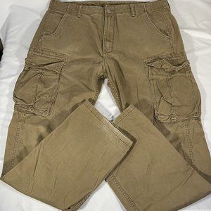 Levis Cargo Pants Cotton Brown Khaki Hiking Camping Zip Fly sz 36x34
